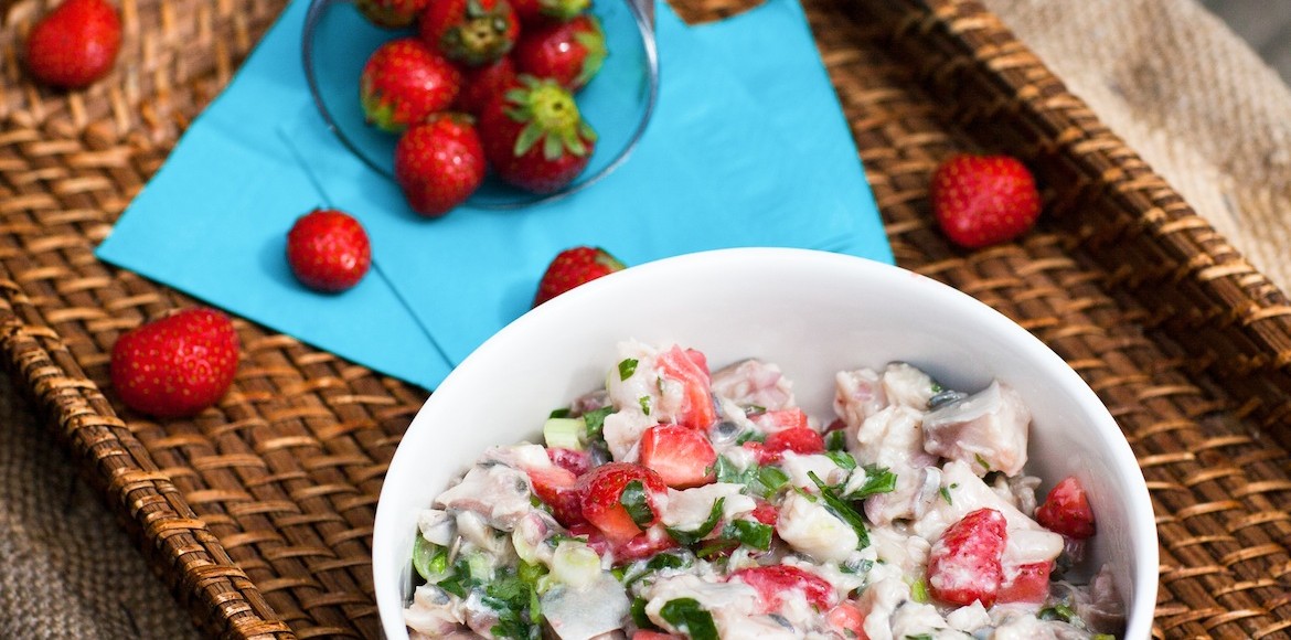 Ceviche de maquereau, fraises