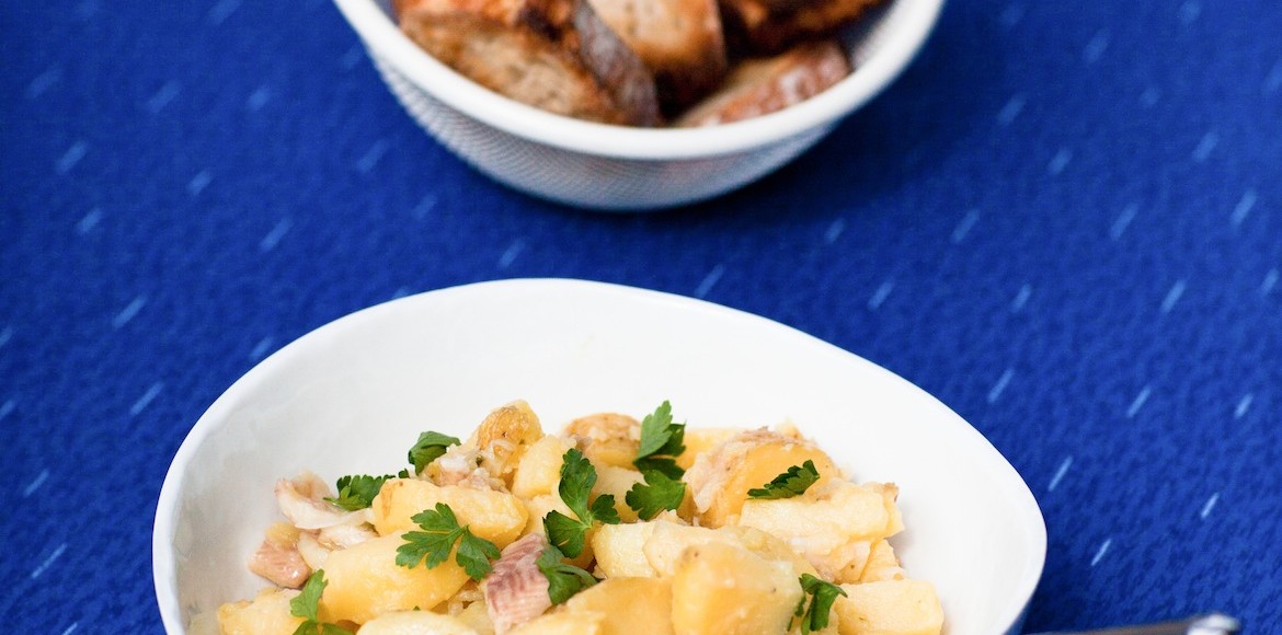 Salade de pomme de terre à la de truite fumée